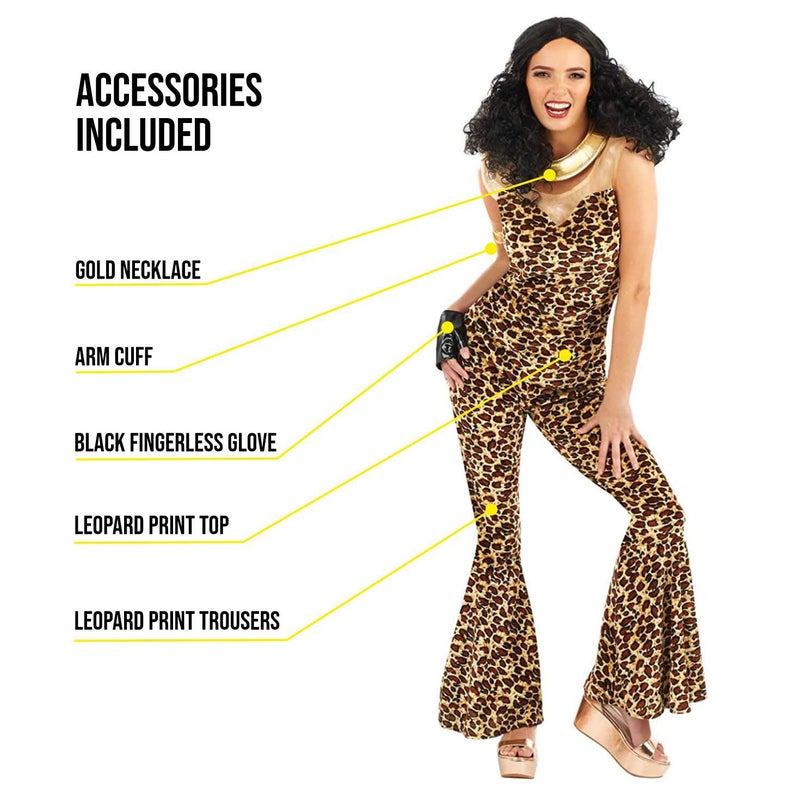 fun shack 90s Pop Star Costume For Women, Leopard Print Halloween Outfit, Adult Leopard Costume, Popstar Attire, Large - Image 3